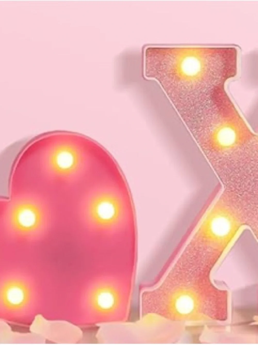 🆕- Pink LED X and Heart Marquee Lights - Home Party Decor